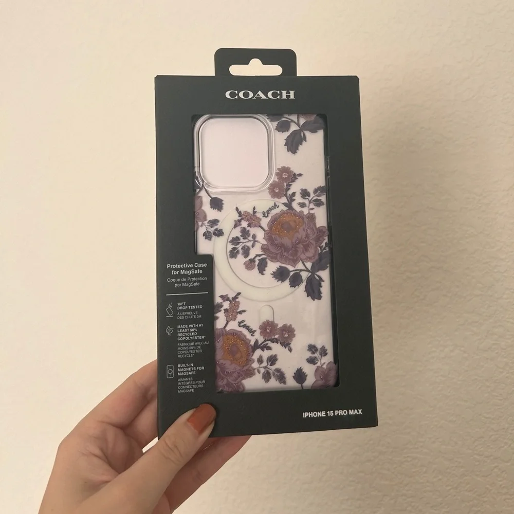 Coach Moody Floral iPhone 15 PRO MAX Case, Compatible with MagSafe- NIB